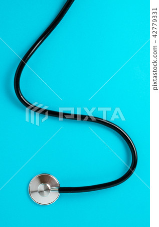 Stethoscope on blue background 42779331
