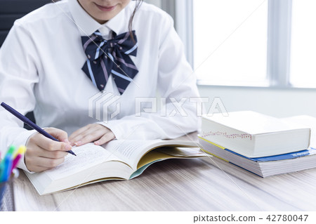 High school girl studying front without face 42780047