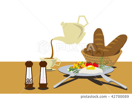 Illustration of fried eggs. Egg dish. Image of breakfast. Healthy eating. 42780089