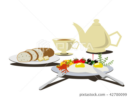 Illustration of fried eggs. Egg dish. Image of breakfast. Healthy eating. 42780099