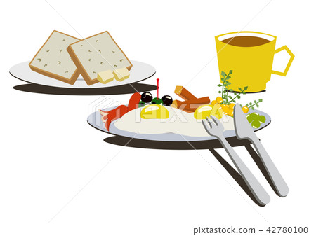 Illustration of fried eggs. Egg dish. Image of breakfast. Healthy eating. 42780100