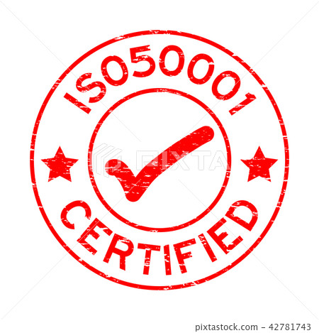 Grunge red ISO 50001 round rubber seal stamp 42781743