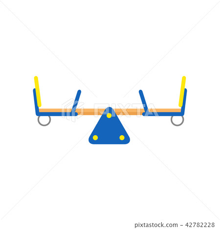 Seesaw or teeter-totter for children playground. Play equipment for kindergarten or school. Flat 42782228