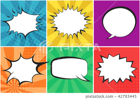 Colorful speech bubbles on striped backgrounds Colorful speech bubbles on striped backgrounds 42783445