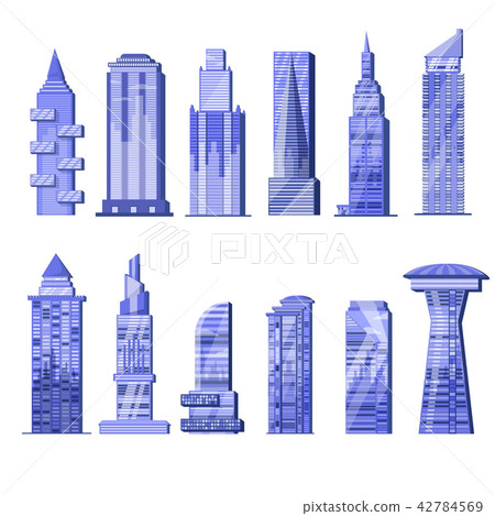 Building skyscraper vector city skyline and business officebuilding of commercial company and build 42784569