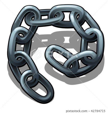 A fragment of steel chain isolated on a white background. Vector cartoon close-up illustration. 42784715