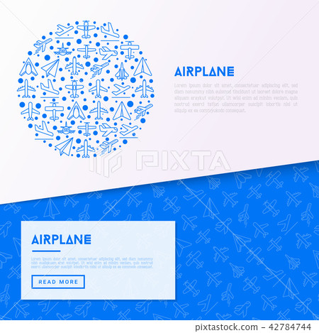 Airplane concept in circle with thin line icons 42784744