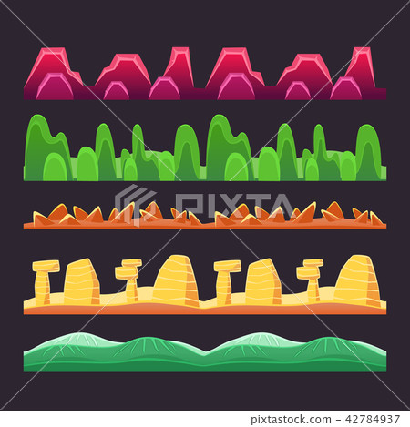 Seamless ground surface set, fantasy endless landscape, design elements for computers game interface Seamless ground surface set, fantasy endless landscape, design elements for computers game interface 42784937