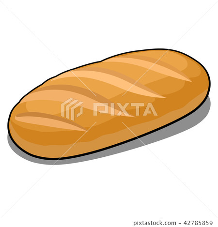 Fresh cartoon long rifled loaf isolated on a white background. Vector cartoon close-up illustration. 42785859