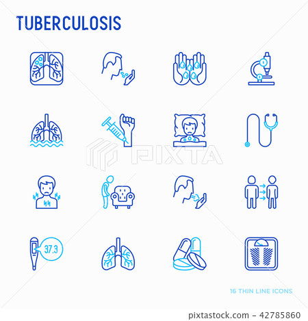 Tuberculosis thin line icons set Tuberculosis thin line icons set 42785860