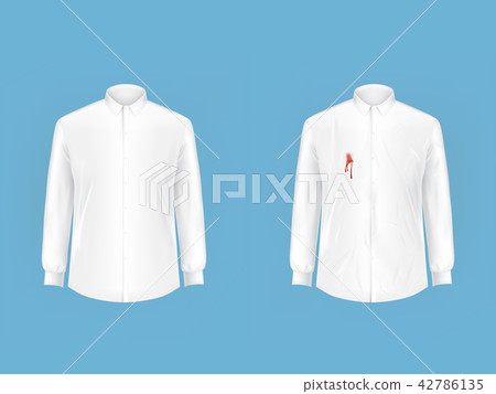 Clean and dirty shirt before after washing  42786135