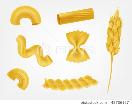 Pasta types and forms realistic set 42786137