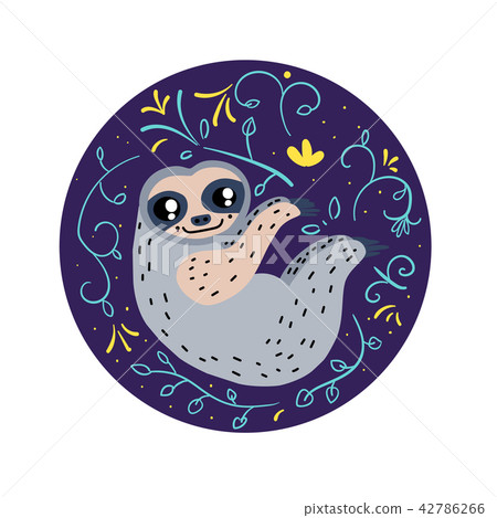 sloth circle composition-插圖素材 [42786266] - PIXTA圖庫