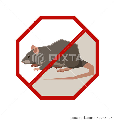 Flat polygonal sign with Rat 42786407