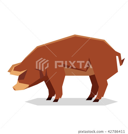 Flat geometric Red Wattle pig - Stock Illustration [42786411] - PIXTA