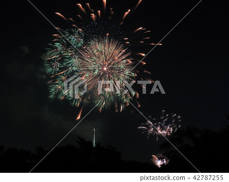 Todabashi煙花的煙花顯示著色夜空 Todabashi煙花的煙花顯示著色夜空 42787255