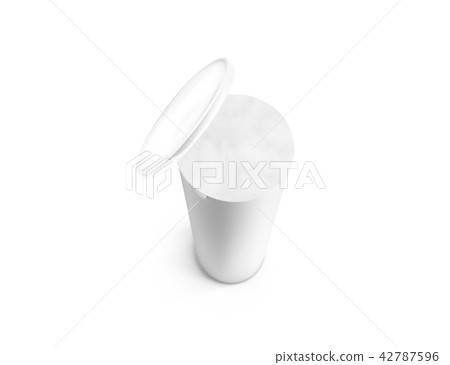 Blank white carton cylinder box mockup, top view, depth of field effect, 3d rendering 42787596
