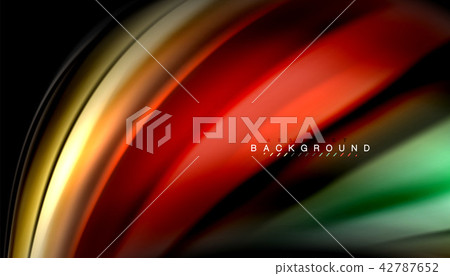 Fluid colors abstract background, twisted liquid design on black, colorful marble or plastic wave 42787652