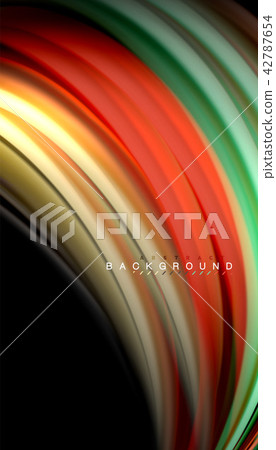 Fluid colors abstract background, twisted liquid design on black, colorful marble or plastic wave Fluid colors abstract background, twisted liquid design on black, colorful marble or plastic wave 42787654