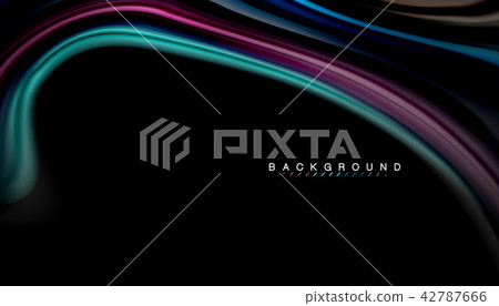 Fluid colors abstract background, twisted liquid design on black, colorful marble or plastic wave 42787666