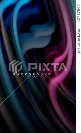 Fluid colors abstract background, twisted liquid design on black, colorful marble or plastic wave 42787669