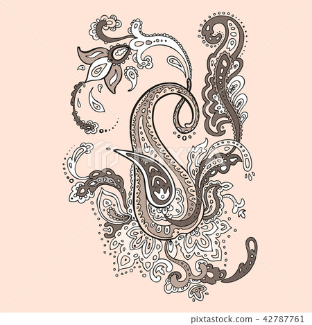 Exotic Paisley. Ethnic ornament, Hand Drawn Boho Vector illustration 42787761