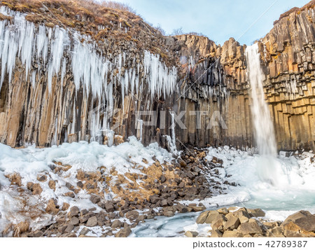 Svartifoss waterfall in winter season, Iceland Svartifoss waterfall in winter season, Iceland 42789387