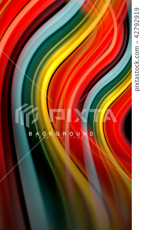 Fluid colors abstract background, twisted liquid design on black, colorful marble or plastic wave Fluid colors abstract background, twisted liquid design on black, colorful marble or plastic wave 42792919