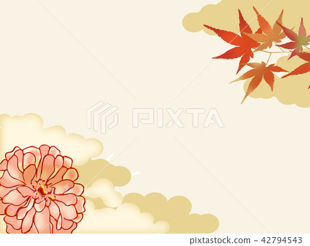 Autumn leaves Japanese style autumn leaves hunting Japanese pattern Maple frame Fall autographed space Autumn leaves Japanese style autumn leaves hunting Japanese pattern Maple frame Fall autographed space 42794543
