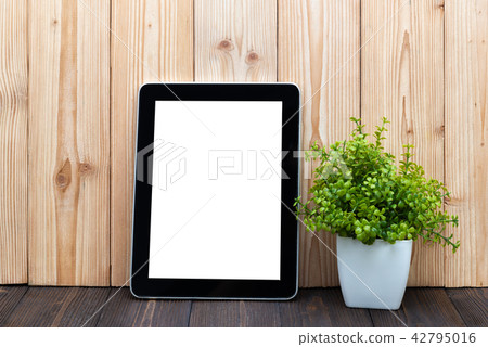 Blank tablet computer and little tree Blank tablet computer and little tree 42795016