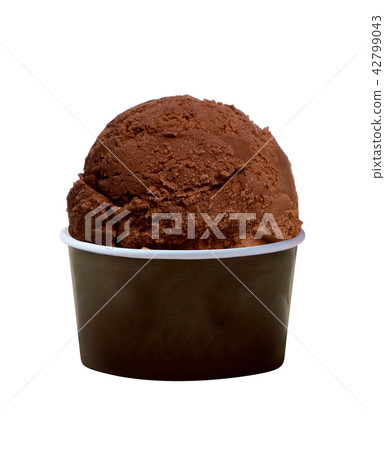 Scoop of chocolate ice cream in bowl on white Scoop of chocolate ice cream in bowl on white 42799043