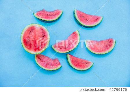 cut fresh watermelon on wooden table cut fresh watermelon on wooden table 42799176