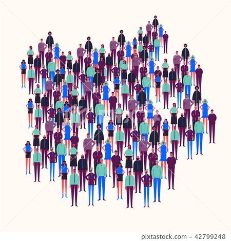Vector illustration. People, businessmen and businesswomen standing 42799248