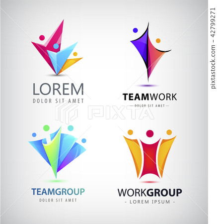 Premium Vector | Logo happy family icon multicolored in simple figures.  vector can be used as logotype.