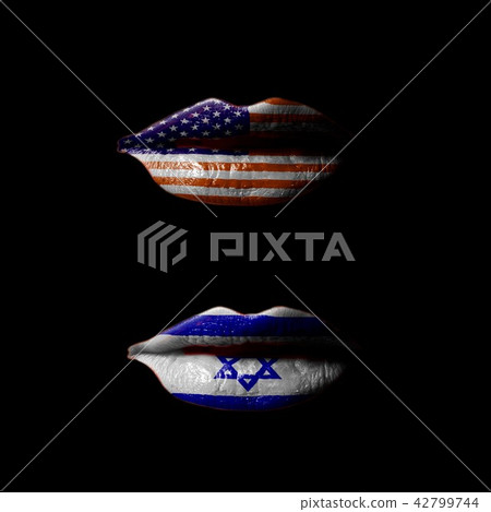 Lips with USA and Israel flag Lips with USA and Israel flag 42799744