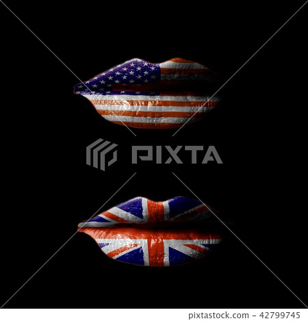 Lips with USA and UK flag Lips with USA and UK flag 42799745