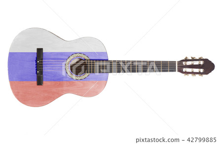 acoustic guitar with russian flag 42799885
