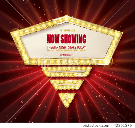 Shining arrow banner on stage curtain. 42801579