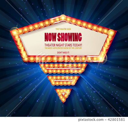 Shining arrow banner on stage curtain. 42801581