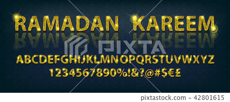 Golden English alphabet in Islamic style. Golden English alphabet in Islamic style. 42801615