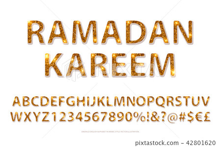 Golden English alphabet in Islamic style. 42801620