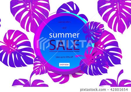 Sale banner, poster with palm leaves 42801654
