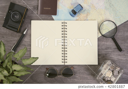 notebook planning vacation with map accessories notebook planning vacation with map accessories 42801887