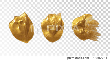 Collection of golden paint strokes Collection of golden paint strokes 42802281