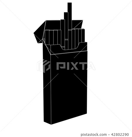 Pack of cigarettes. Black outline drawing Pack of cigarettes. Black outline drawing 42802290
