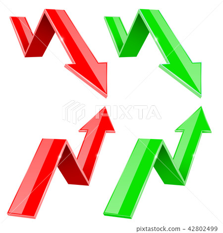 Red and green UP and DOWN arrows. Financial statistic 3d symbols Red and green UP and DOWN arrows. Financial statistic 3d symbols 42802499