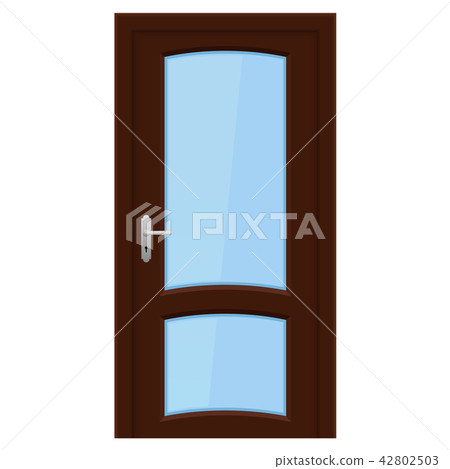 Brown door. Wooden interior design with glass elements Brown door. Wooden interior design with glass elements 42802503