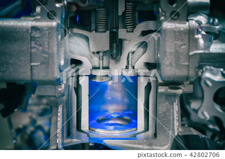 Piston diesel engine at cross section in car. Piston diesel engine at cross section in car. 42802706