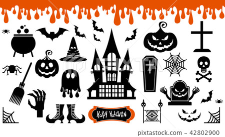 Halloween Icons Set. Festive Halloween decoration of congratulatory products. 42802900