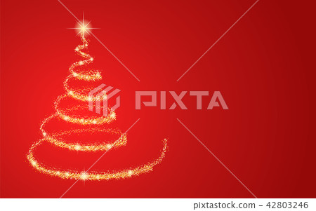 Gold Christmas tree on red background. Vector. - Stock Illustration ...
